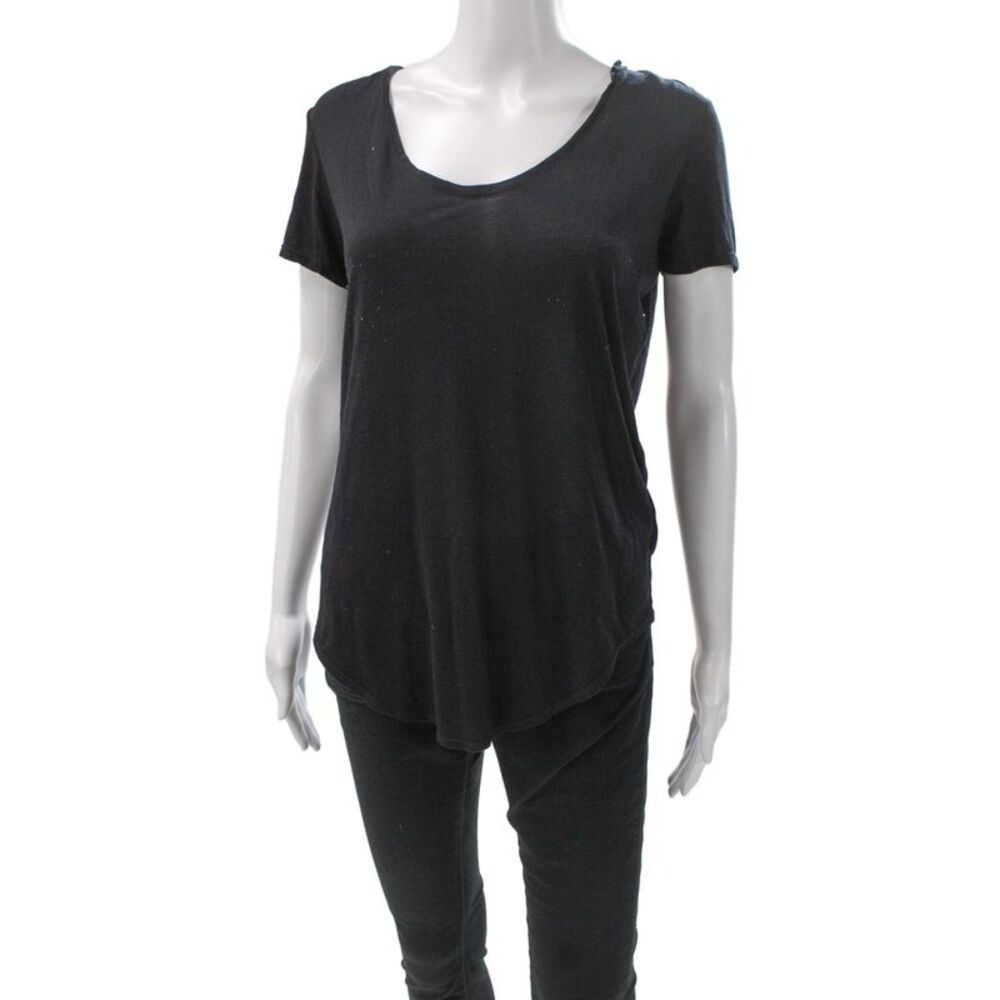 Helmut Women Basic Black Scoop Neck Short Sleeve T-Shirt Size S